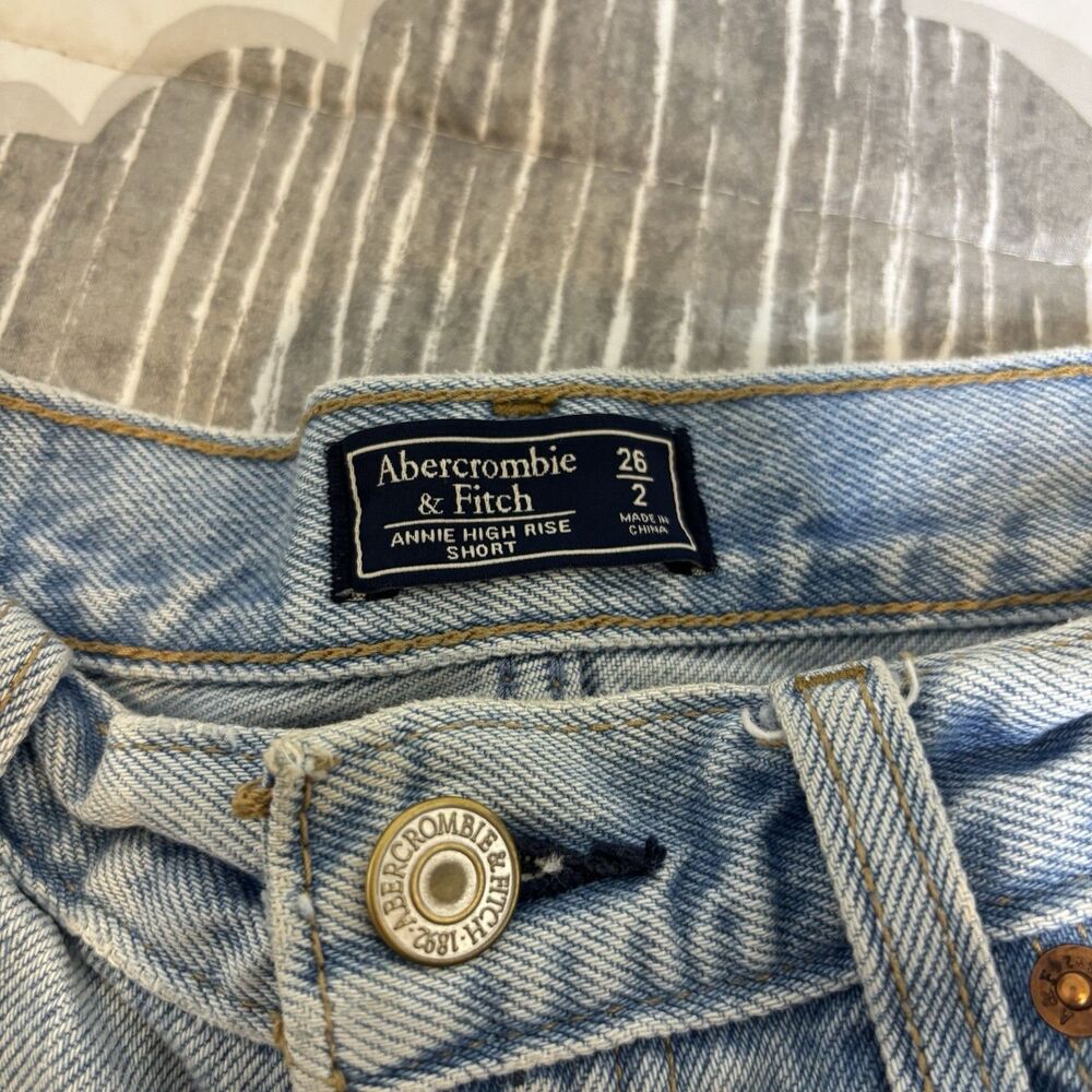 Abercrombie & Fitch a&f Annie High Rise Denim Shorts 26/2 Cuffed Light Wash - Picture 3 of 9